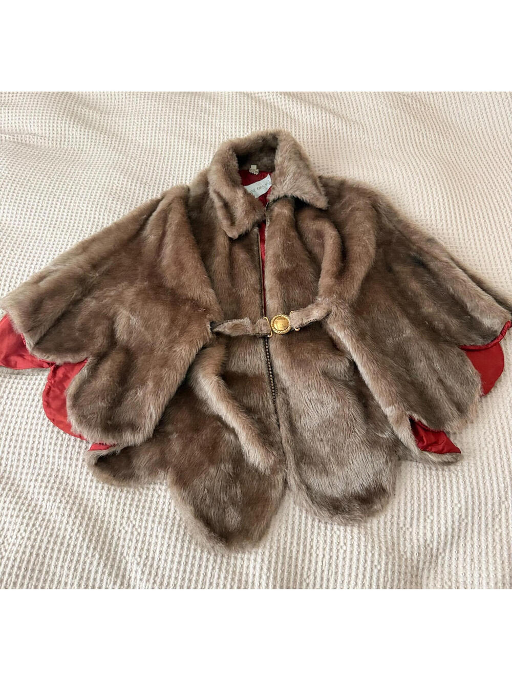 Vintage Lane Bryant Brown Fur Stole Cape Coat Pull Over One Size
